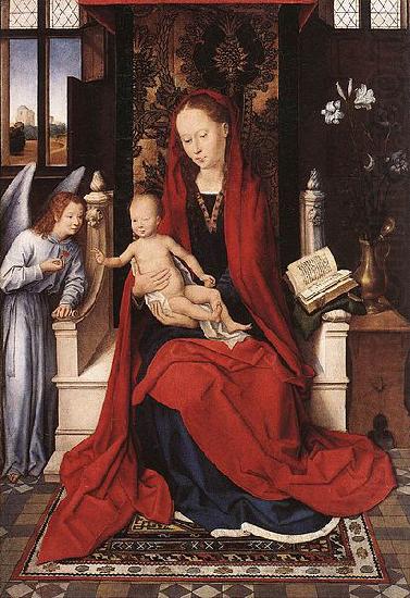Virgin Enthroned with Child and Angel, Hans Memling